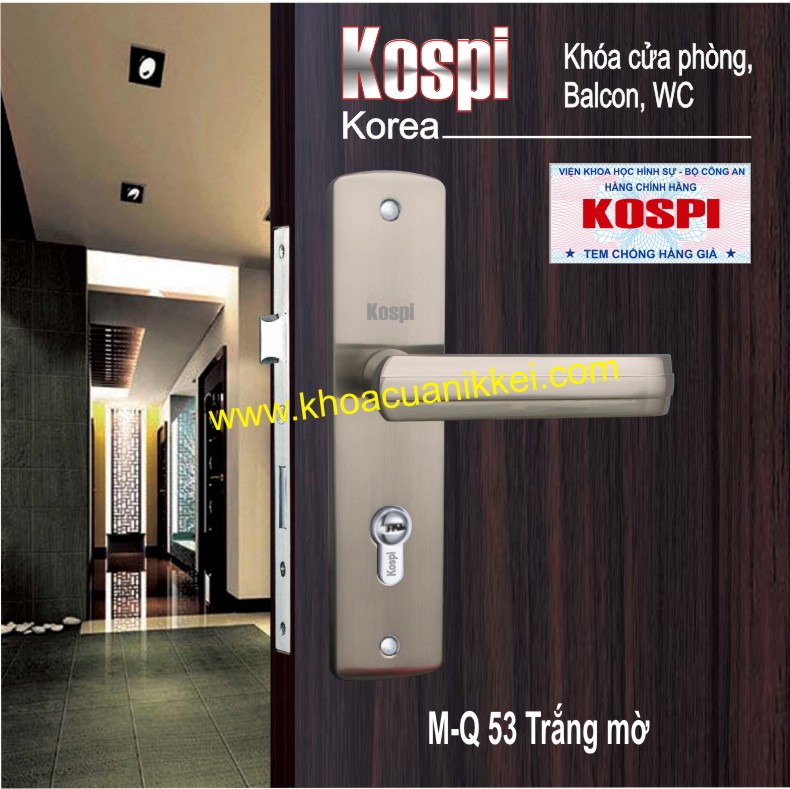 Khoa Kospi M-Q53 trắng mờ bóng_khóa tay gạt chất lượng cho cửa gỗ thông phòng, cửa ban công, cửa vệ sinh Khoa Kospi M-Q53 trắng mờ bóng_khóa tay gạt chất lượng cho cửa gỗ thông phòng, cửa ban công, cửa vệ sinh