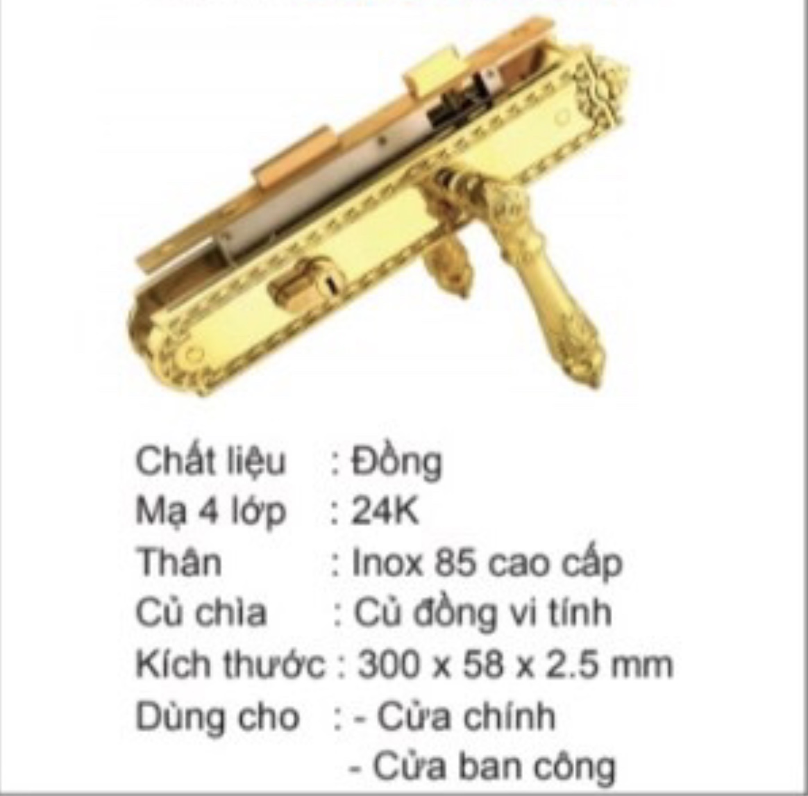 KHÓA ĐỒNG MẠ VÀNG JP-805- 24K cho cửa đi cửa chính Jep KHÓA ĐỒNG MẠ VÀNG JP-805- 24K cho cửa đi cửa chính Jep