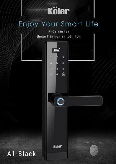khóa cửa điện tử KOLER A1-BLACK 100 vân tay, 100 mật mã, 100 thẻ từ và chìa cơ kỹ thuật. Bảo hành chính hãng 2 năm khóa cửa điện tử KOLER A1-BLACK 100 vân tay, 100 mật mã, 100 thẻ từ và chìa cơ kỹ thuật. Bảo hành chính hãng 2 năm