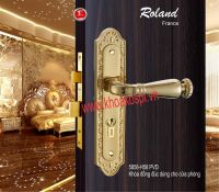 Khóa đồng đúc cửa phòng hiệu Roland 5858-H58 PVD.khoa-tay-gat-dong-dung-cho-cua-phong-ban-cong-ve-sinh