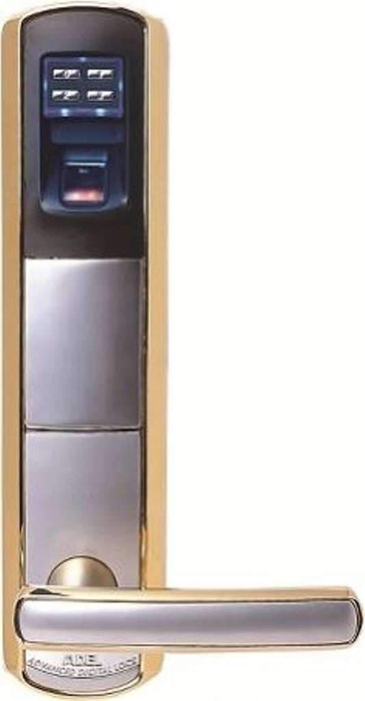 Khóa cao cấp điện tử vân tay ADEL E7F4 màu bạc và bạc viền vàng Khóa cao cấp điện tử vân tay ADEL E7F4 màu bạc và bạc viền vàng