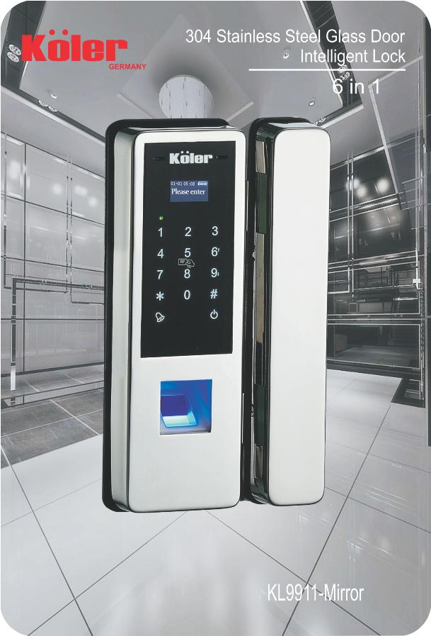 khóa vân tay cửa kính koler KL9911-Mirror 6in1 cao cấp inox304 cho cửa thủy lực 1 cánh, 2 cánh khóa vân tay cửa kính koler KL9911-Mirror 6in1 cao cấp inox304 cho cửa thủy lực 1 cánh, 2 cánh